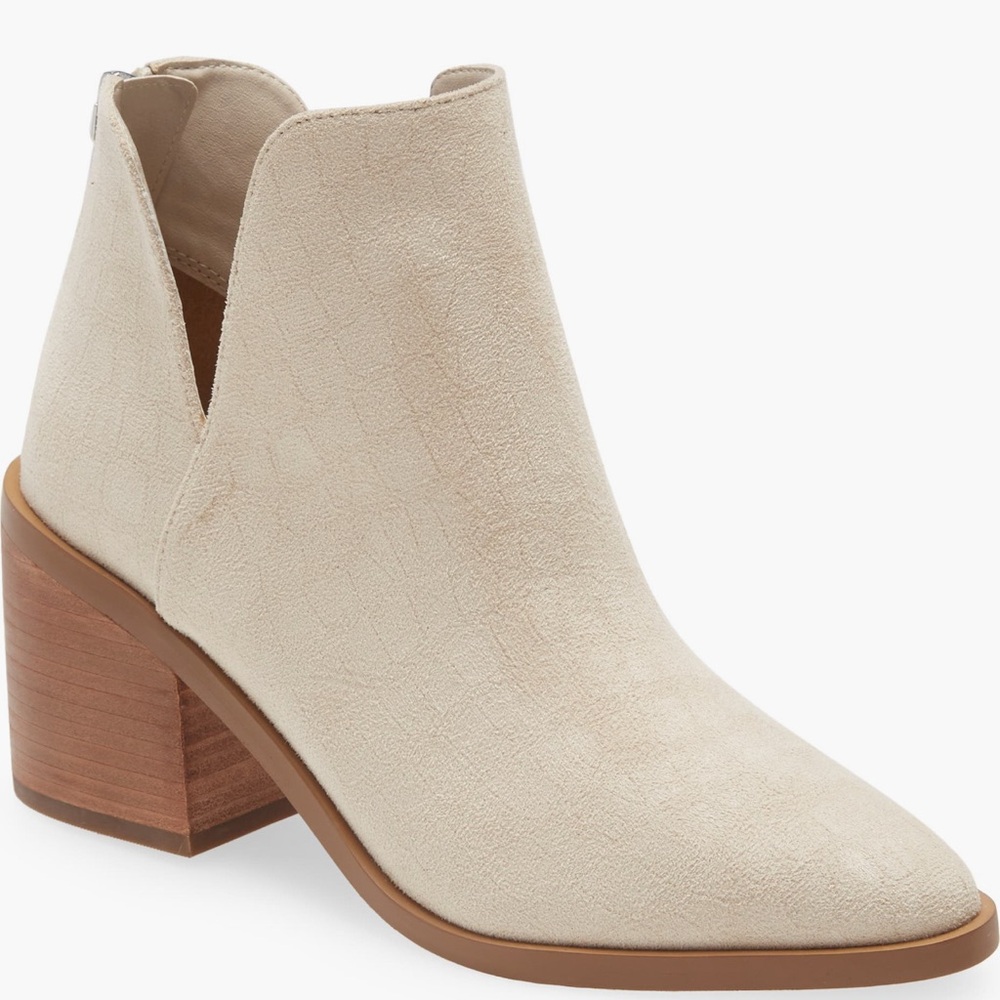 White Suede Crocodile Print Bootie Size 8